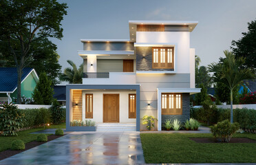 3d illustration of a newly built luxury home