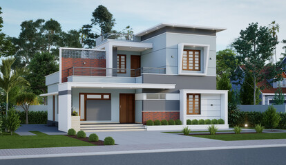 3d illustration of a newly built luxury home