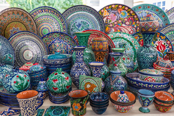 Painted plates at the bazaar in Samarkand