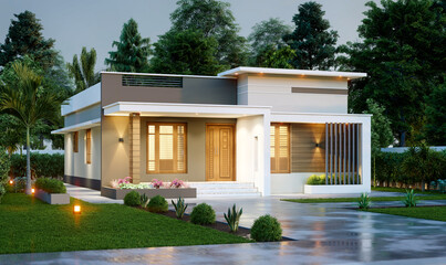 3d illustration of a newly built luxury home