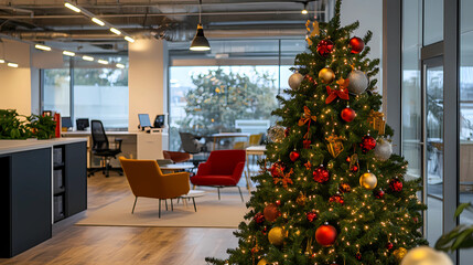 Zoom background casual office with Christmas decorations