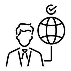 Global recognition icon in line style