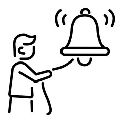 A person ringing bell, a line style icon 