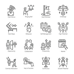Fototapeta premium Collection of Linear Style Goals Icons