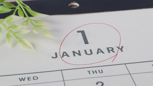 1月のカレンダーの一部