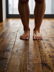 a photograph of the interior of a room based on floorboards