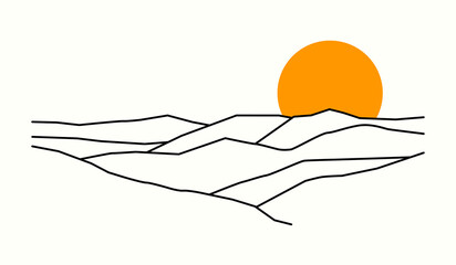 Simple mono line of The Great Smoky Mountains vintage illustration for t shirt sticker badge illustration