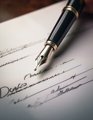 Fototapeta premium Close-Up of Fountain Pen Writing 'Diagnosis' on Crisp White Paper