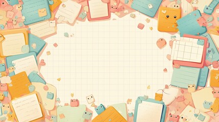 Cute Cartoon Sticky Notes on a White Background