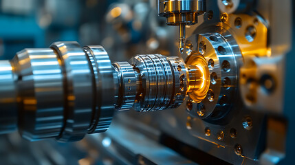 Modern CNC machine milling metal,