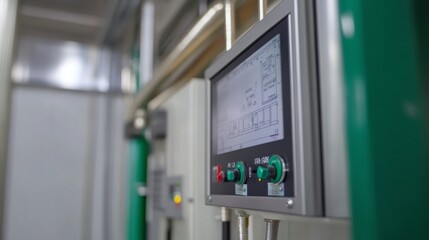 Industrial setup with combustion air system and flow monitoring equipment documentary style