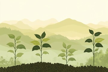 coffee plantation design, sleek coffee plantation design with minimalistic brown and green layout ideal for contemporary marketing efforts