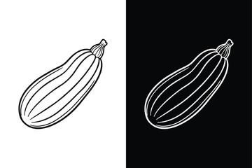 Minimalist Zucchini Vector line Icon. Clean Black and White design