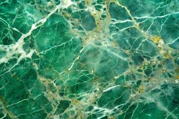 Fototapeta premium Luxurious green marble texture with intricate white and gold veins, suitable for elegant backgrounds and premium design projects.