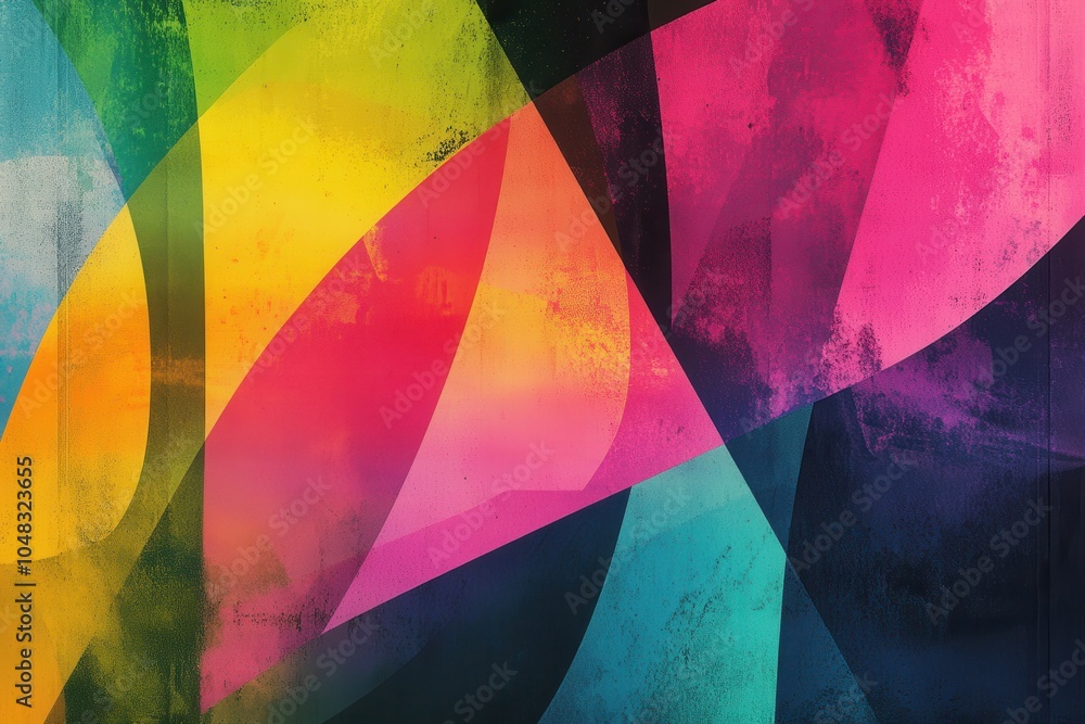 Poster abstract multicolored gradient forms, lively spectrum composition with textured background noise, st
