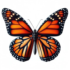 Fototapeta premium beautiful colorful monarch butterfly with outstretched wings on a white background