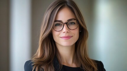 Fototapeta premium Confident Woman in Professional Attire with Glasses