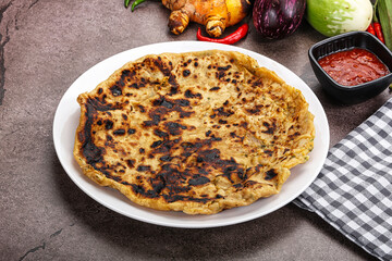 Indian cuisine stuffed Aloo paratha