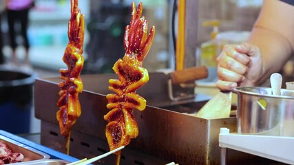 Grilled Squid Street Food in Hong Kong