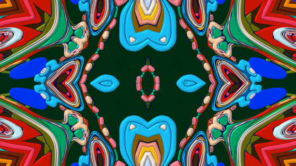 Obraz premium Colorful symmetrical abstract kaleidoscope background pattern for summer 