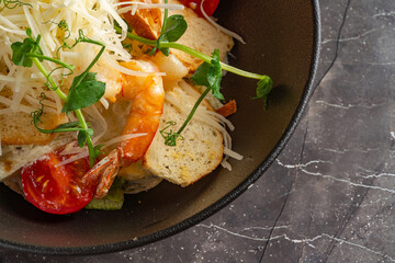 Close up of delicious shrimp salad