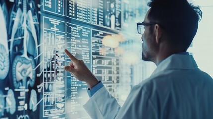 Doctor explaining colon health to patient, using detailed diagram to illustrate key points, emphasizing the importance of preventive care and early detection in medical consultations.