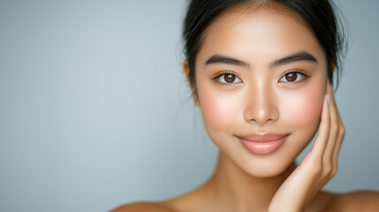 Obraz premium Young Asian Woman Portrait with Natural Beauty and Healthy Skin