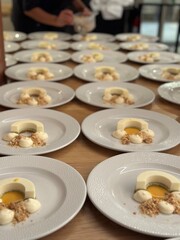 Yellow cake nicely decorated on a white plate.