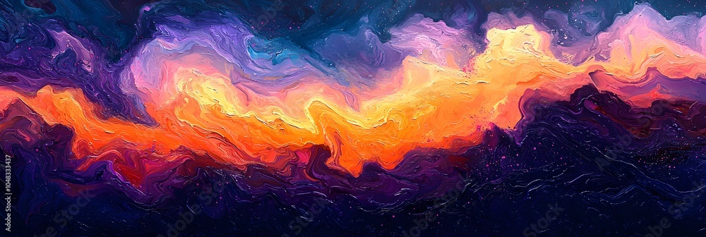 Poster mesmerizing gradient transition from deep blue to vibrant purple with a glossy reflective finish tha