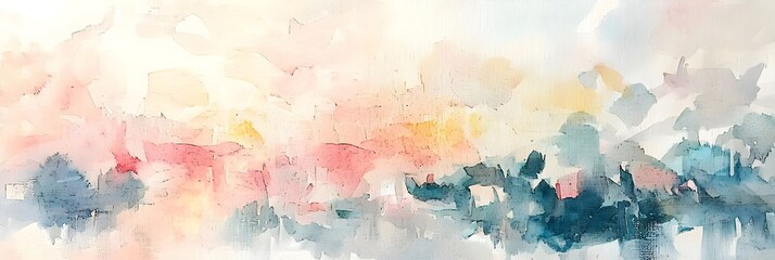 Fototapeta premium Delicate Pastel Colored Watercolor Abstract Background with Soft Flowing Brush Strokes Creating a Atmosphere