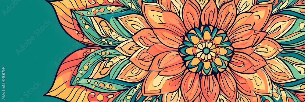 Poster mesmerizing and intricate mandala design with vibrant captivating colors radiating from the center c