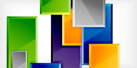 Fototapeta premium Colorful squares and rectangles. Vector Illustration For Wallpaper, Banner, Background, Card, Book Illustration, landing page