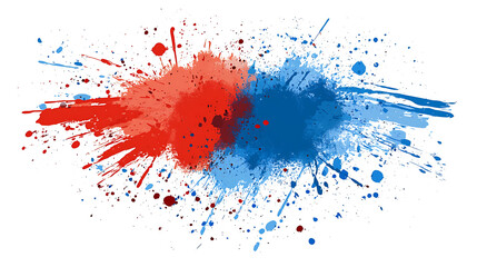Fototapeta premium Abstract Blue and Red Paint Splatter with Brush Strokes