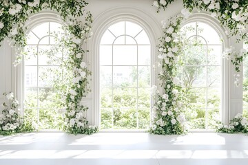 An enchanting wedding backdrop with lush greenery generative AI	