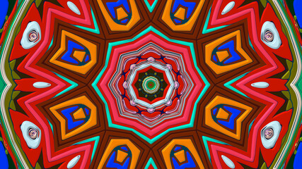 Colorful symmetrical abstract kaleidoscope background pattern for summer 