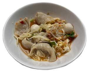 Spicy and sour Thai fish ball salad