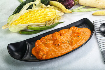 Indian cuisine - spicy prawn masala