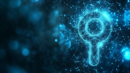 Obraz premium Abstract Blue Technology Background, Digital Key Symbol, Network, Access, Security, Communication