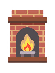 Fototapeta premium an illustration of a brick fireplace. It has a rectangular shape with a brown mantle on top and a brown base. The bricks are depicted in a pattern with alternating shades of red and brown