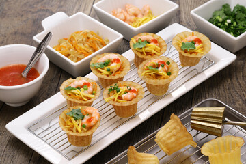 Homemade Kuih(kueh) pie tee, Malaysian Nyonya cuisine appetizer.