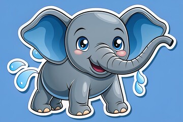 Obraz premium sticker-of-a-baby-elephant-with-large--floppy-ears