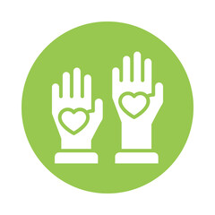 Charity Work  vector Gylph Circle Design icon. Volunteering Symbol on White background EPS 10 File