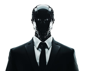A futuristic humanoid robot in a business suit