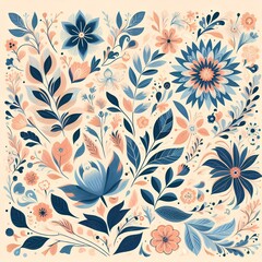 Obraz premium Blooming spring abstract floral pattern background remixed from public artworks with real style