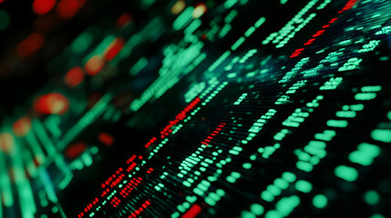 Abstract Digital Screen with Green and Red Pixels