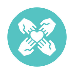 Hands Together vector Gylph Circle Design icon. Volunteering Symbol on White background EPS 10 File