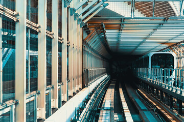 View of Tokyo, Japan from the automated monorail