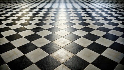 Naklejka premium tilted perspective of checkerboard chessboard in empty room