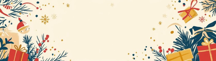 Obraz premium Festive Winter Wonderland with Gift Boxes and Snowflakes