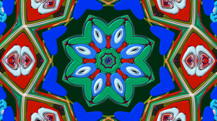 Colorful symmetrical abstract kaleidoscope background pattern for summer 